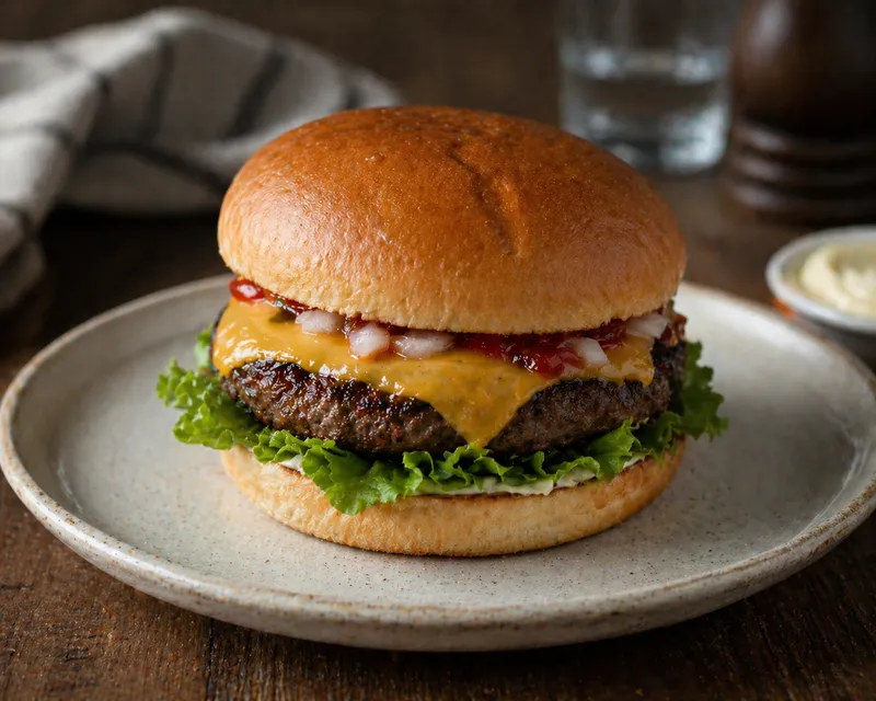 Klassisk burger med oksekød og cheddar